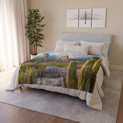 Cactus Shaped Like Ancient Ruins Plush Fleece Throw Blanket