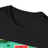 Charcoal cotton T-shirt with vibrant watermelon and floral tropical pattern