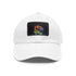 Vibrant watercolor neon baseball cap with unique light brown rectangle patch.