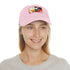 GeoCool Abstract Shapes Baseball Cap in White with Light Brown Patch