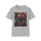 Charcoal cotton T-shirt with vibrant Drake portrait featuring poetic brushstrokes