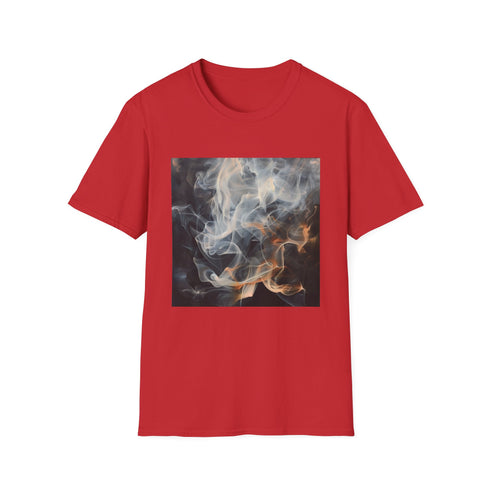 Abstract smoke art charcoal t-shirt for men and women, size Small.