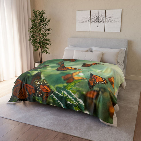 Bioengineered Butterfly Forest Plush Fleece Throw Blanket