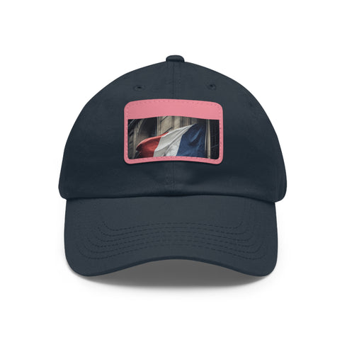 French pride flag baseball cap with white/light brown patch.
