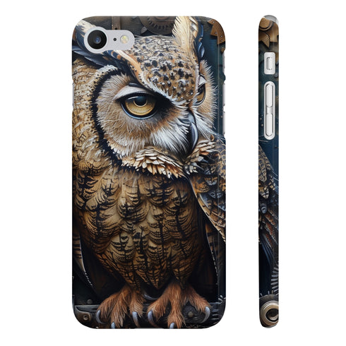 Steampunk owl phone case, glossy design for iPhone 7 Plus/8 Plus.
