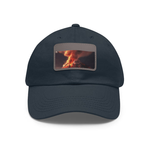 FirePeak Volcano Cap in white with light brown rectangle patch.