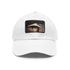 Iconic Audrey Hepburn monochrome baseball cap with light brown rectangle patch.