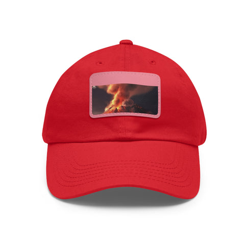 FirePeak Volcano Cap in White with Light Brown Patch, Rectangle Shape.