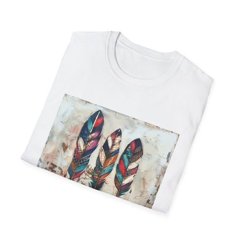 Bohemian feather charcoal t-shirt in size small for men and women.