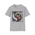 Charcoal cotton T-shirt with abstract geometric pattern DTG print