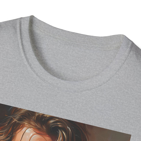 Charcoal cotton T-shirt with Anakin Skywalker painting showcases vibrant brushstrokes