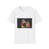 Vibrant charcoal t-shirt featuring vivid watercolor neon football legend graphic
