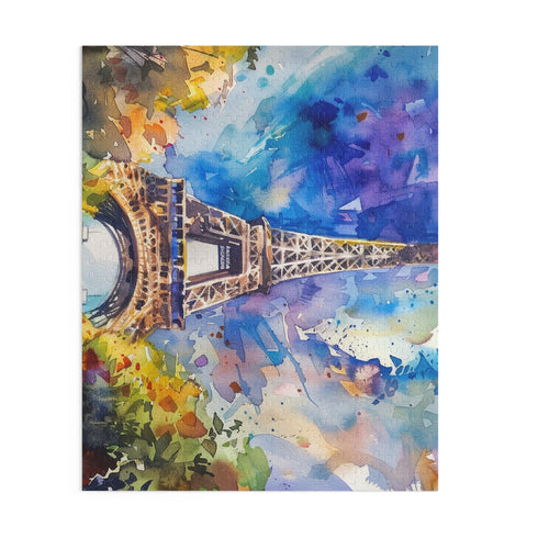 "Eiffel Tower watercolor jigsaw puzzle, 10x8, 120 pieces, relaxing activity"