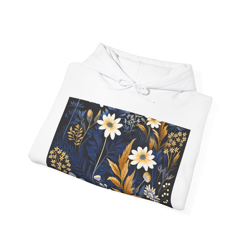 Navy Wildflower Meadow Hoodie, Regular Fit, Unisex, Soft Quality Material