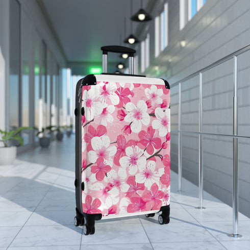 Cherry Blossom Bliss Suitcase in Small Black: Elegant Travel Bag