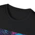 Neon palm tree design charcoal t-shirt with soft cotton fabric and crew neck
