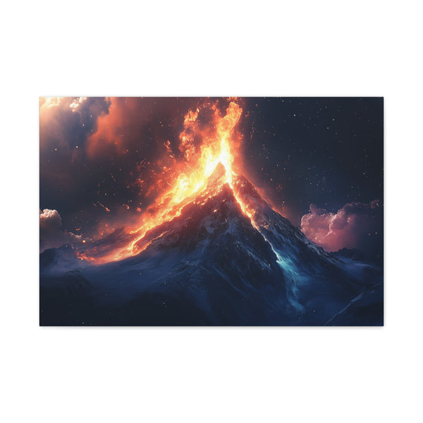Waterfall of Fire from Mountain in Space Stretched Canvas Wall Art