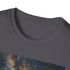 Charcoal crew neck t-shirt with vibrant Milky Way night sky painting