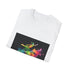 Neon Peter Pan T-shirt with watercolor design in charcoal cotton crew neck