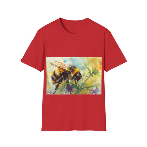 Bumblebee watercolor tee in charcoal cotton, crew neck, DTG print.