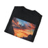Charcoal cotton T-shirt with serene El Nido sunset painting design