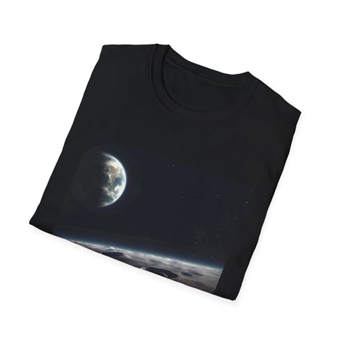 Charcoal cotton T-shirt with ethereal Earth watercolor design and regular fit