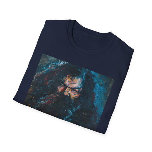 Charcoal cotton T-shirt with colorful Rubeus Hagrid portrait and crew neck
