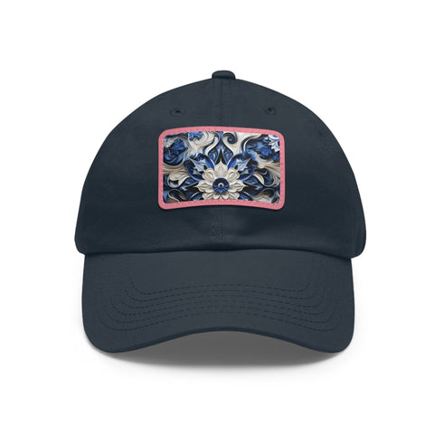 Midnight Cerulean Porcelain Baseball Cap with White Patch, Rectangle Shape