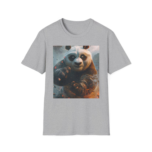 Charcoal Dragon Warrior T-shirt with vibrant animated character design.