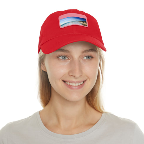 Malibu Dreamin Baseball Cap with Light Brown Rectangle Patch on White