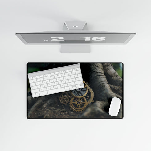Tree Roots Growing into Clock Gears Gaming XXL Extended Desk Mat