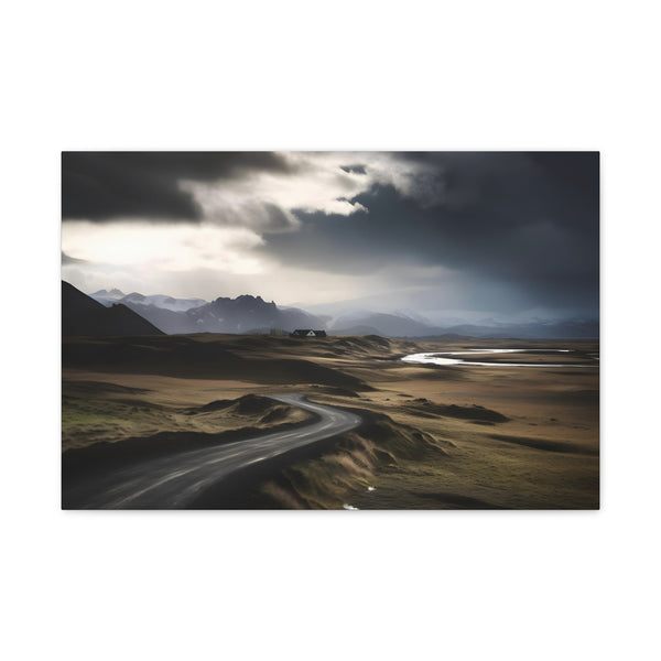 Iceland Ring Road Dramatic Mountain Horizon Stretched Canvas Wall Art - Front Hero View | Prints With Passion