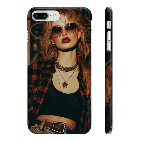Slim Glossy 90s Grunge Phone Case: Embrace Rebel Spirit with Distressed Design