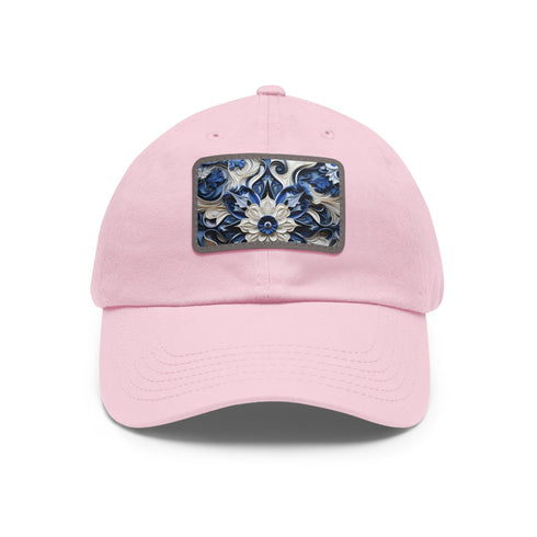 Midnight cerulean cotton baseball cap with modern white patch.