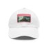 Stylish white cotton baseball cap with intricate Atlantis-inspired design.