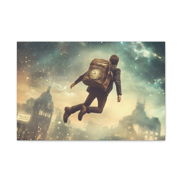 A Traveler Floating above Time Stretched Canvas Wall Art