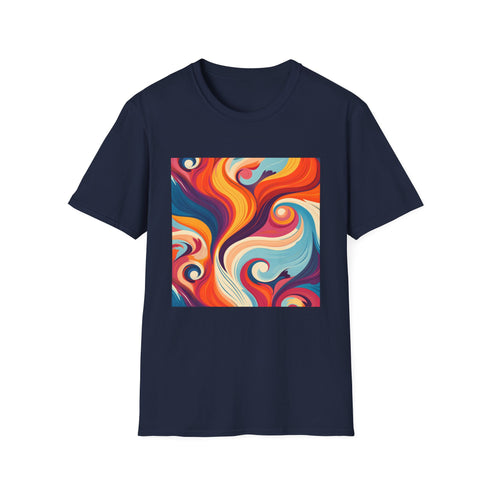 Retro Vibes in Groovy Hues T-Shirt in Charcoal, Size S