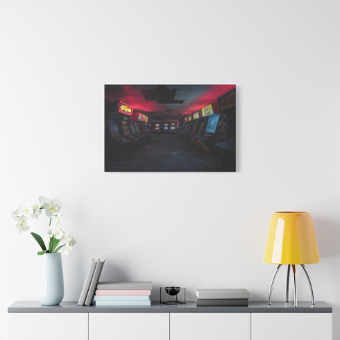 Abandoned Arcade Glowing in the Dark Stretched Canvas Wall Art