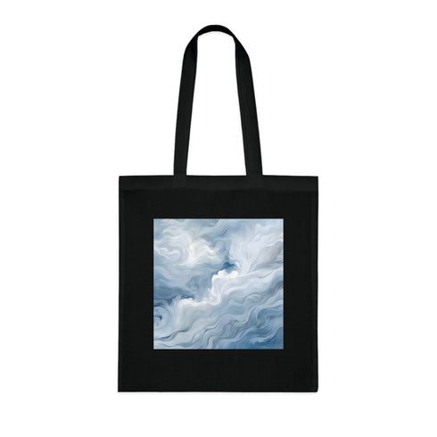 Dreamy Lines Tote Bag, Cotton Black Tote, Ethereal Wallpaper Design Serene Elegance