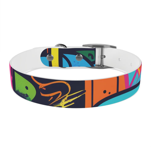 Neon graffiti dog collar for urban dogs in medium black onyx.