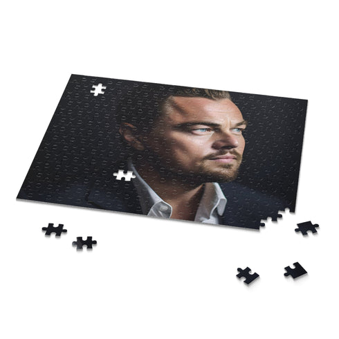 Leonardo DiCaprio jigsaw puzzle with iconic movie moments & stunning portraits.