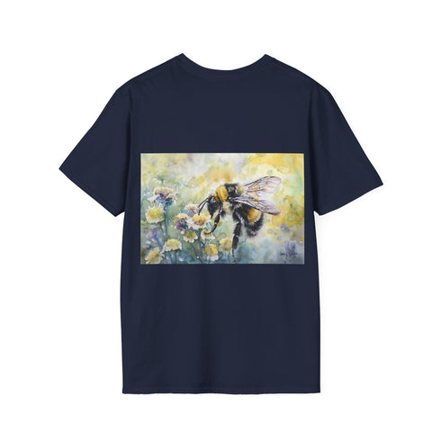 Watercolor bumblebee crew neck t-shirt in charcoal for a vibrant summer look