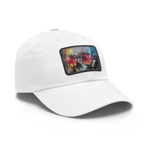 White baseball cap with graffiti street art design.