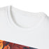 Charcoal cotton T-shirt with autumn tapestry design in vibrant natural hues
