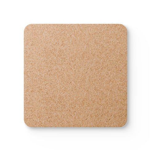 Artisan tile square corkwood coaster set with seamless pattern.