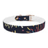 Vibrant festive fireworks themed dog collar in black onyx.