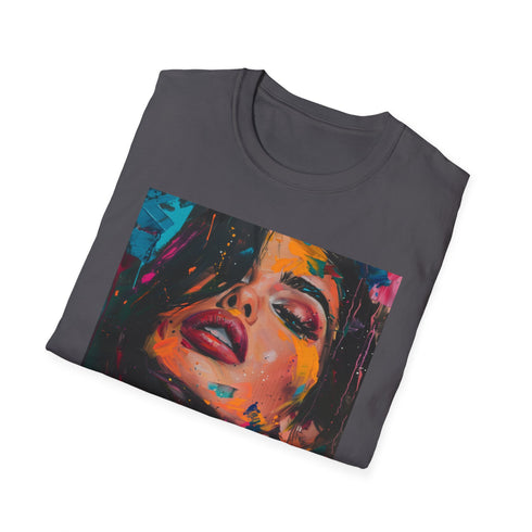 Charcoal cotton crew neck T-shirt featuring vibrant Kylie Jenner portrait