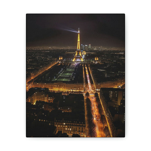 Parisian charm canvas print featuring Champs-Élysées boulevard at night
