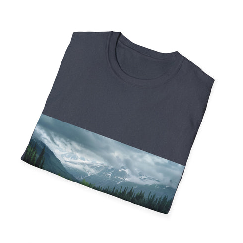 Watercolor Alaska landscapes tee, Charcoal, Regular fit, Adventure seekers Summer Picks