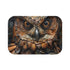 Steampunk owl-themed bath mat - industrial gears and cogs design.